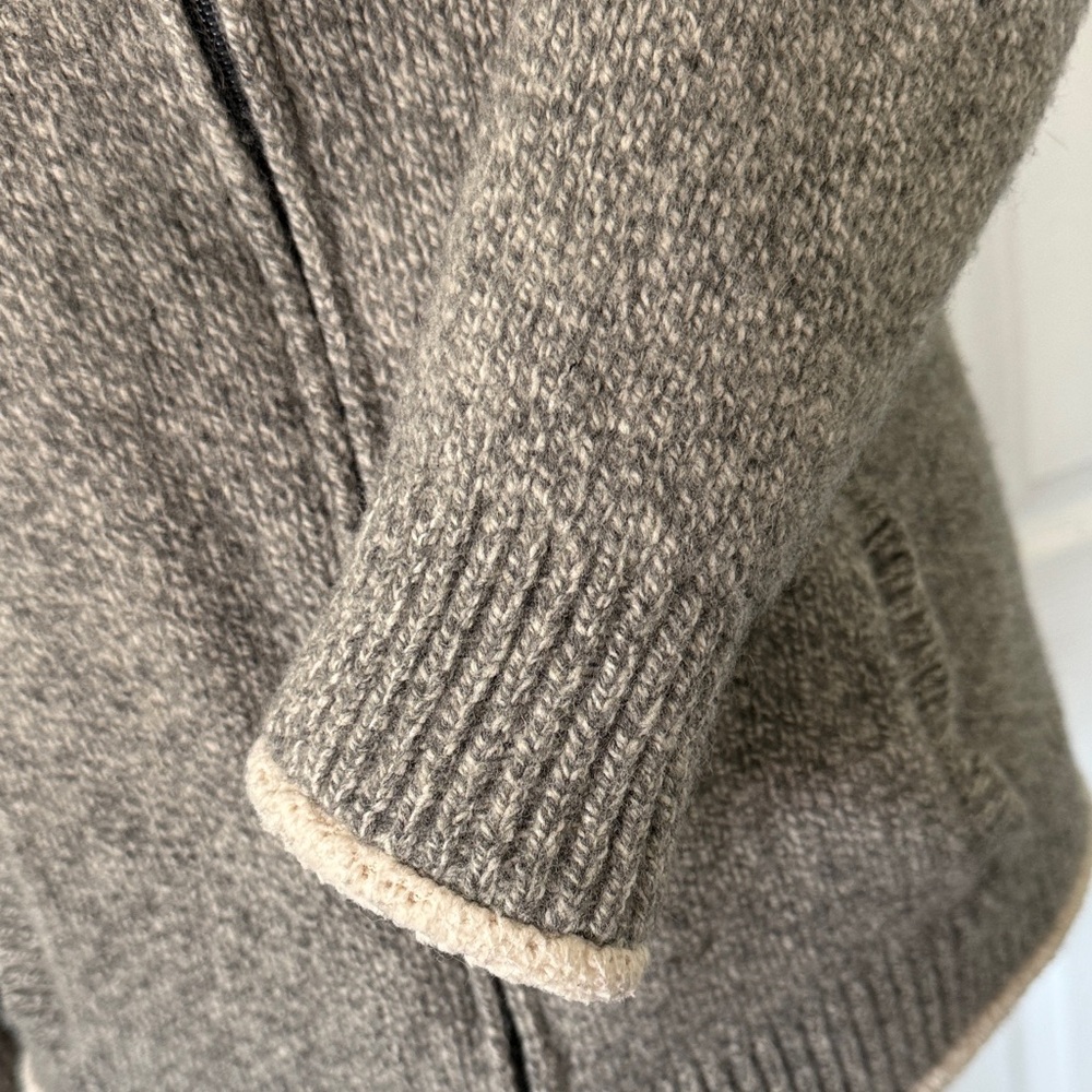 LL Bean Sweater Jacket Women’s Gray Full Zip Lambs Wool Sherpa Lined Cozy Sz M - Picture 5 of 11